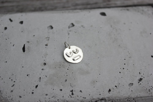 Life faces one of a kind handmade eco silver pendant necklace