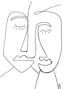 Line drawing - A man and a woman