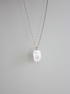 cubistic and minimal inspired necklace handmade in eco sterling silver